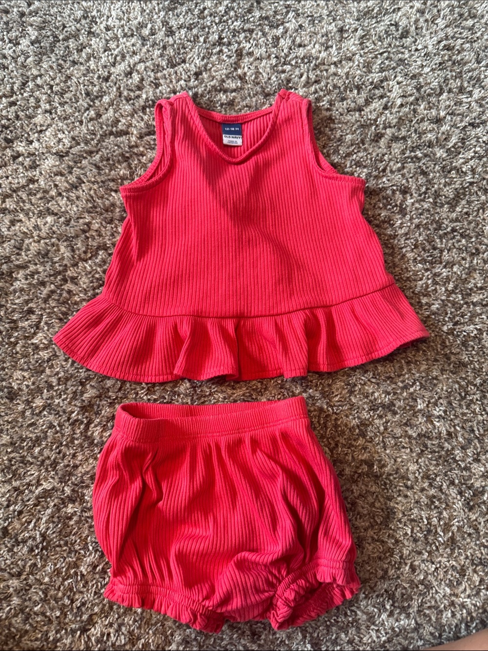 Old Navy Children's Ribbed Peplum Tank & Bloomers Set - Red